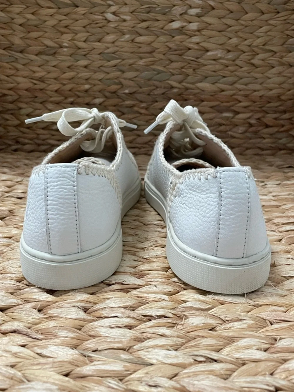 Frye‎ Ivy Crochet Low Lace Sneakers in White Tumbled Leather